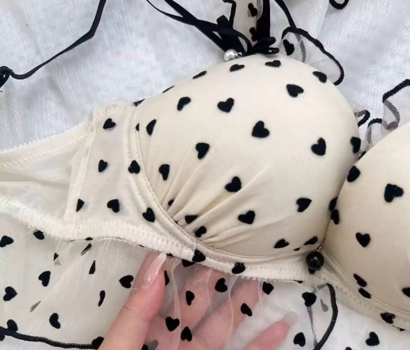 LOVE HEART THIN PAD BRA SET