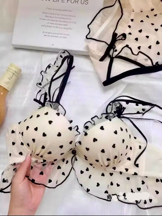 LOVE HEART THIN PAD BRA SET