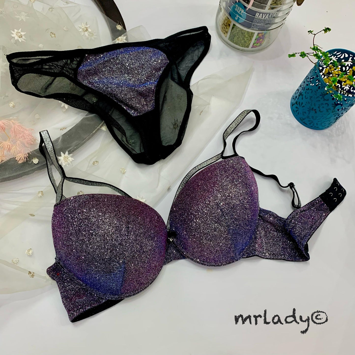 SHIMMER THIN PAD BRA SET