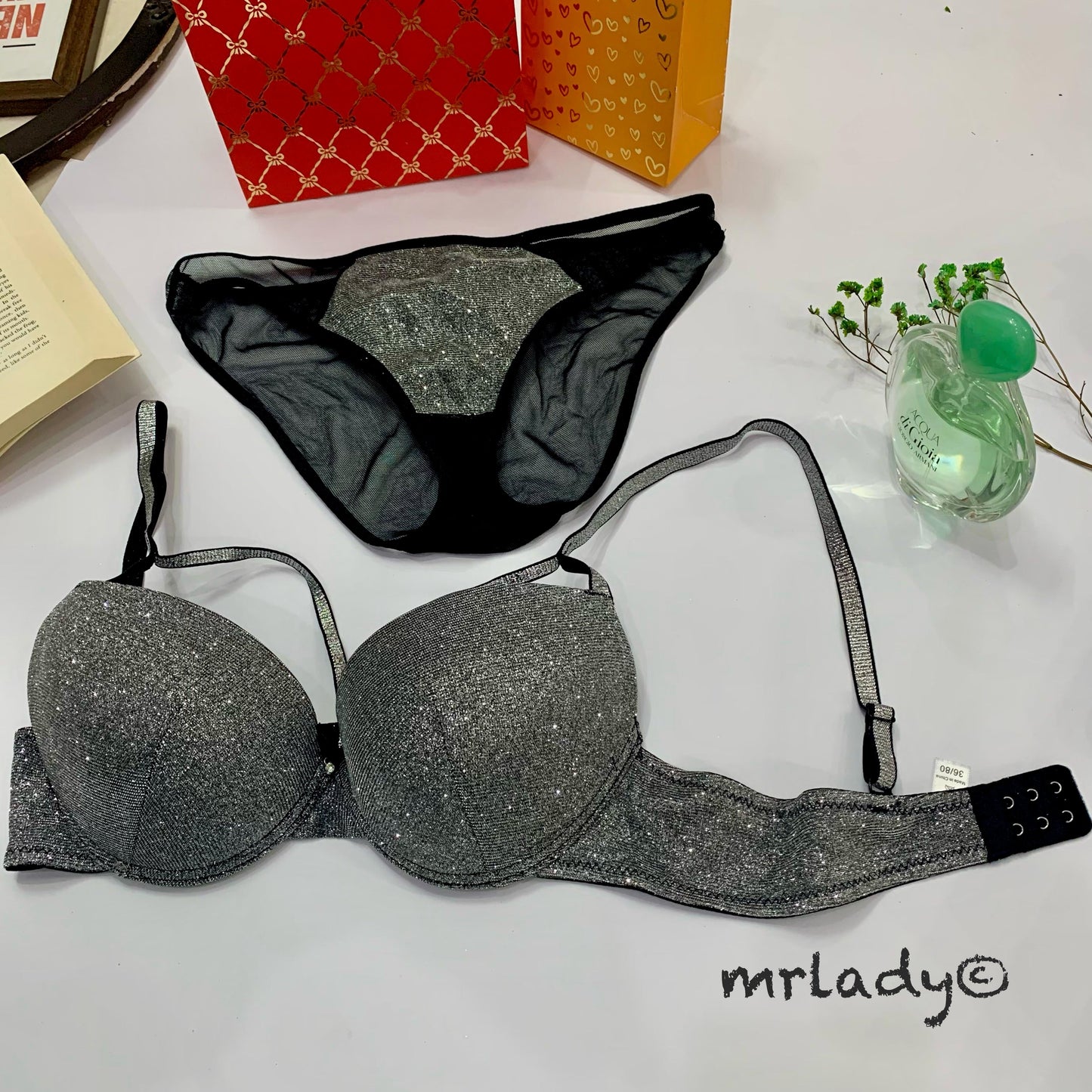 SHIMMER THIN PAD BRA SET