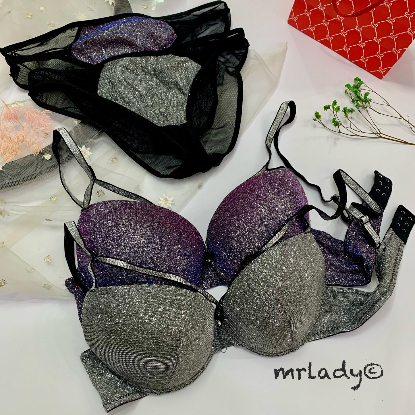 SHIMMER THIN PAD BRA SET