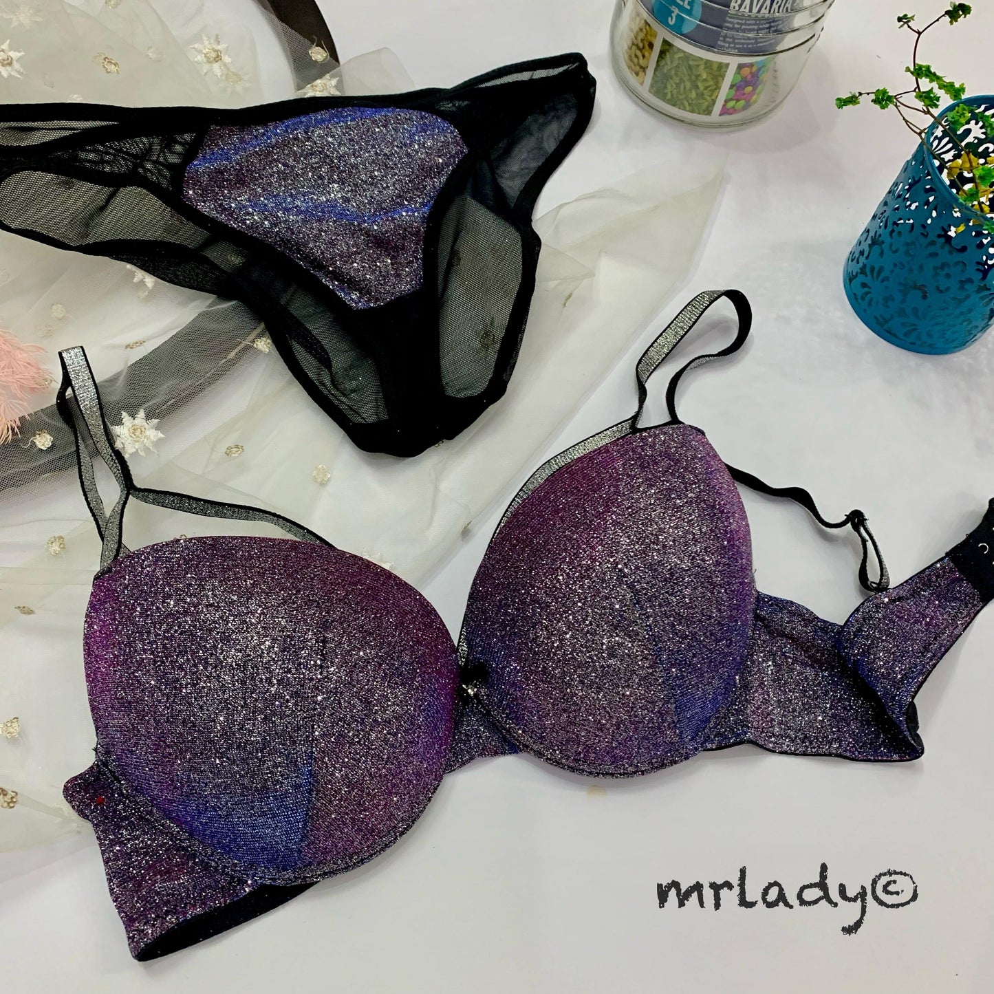 SHIMMER THIN PAD BRA SET