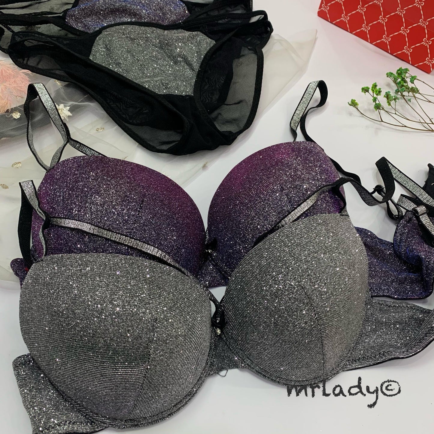 SHIMMER THIN PAD BRA SET