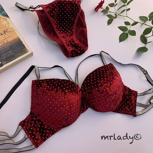 PEARL STONES BRA SET