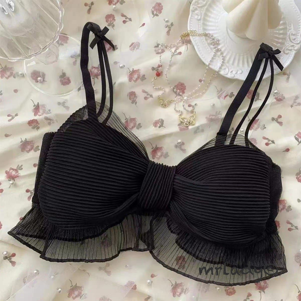 FRONT KNOT FANCY TISSUE BRA SET