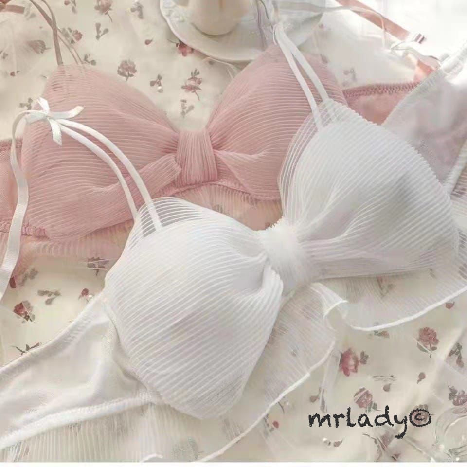 FRONT KNOT FANCY TISSUE BRA SET