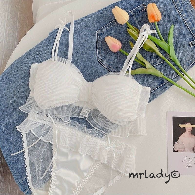 FRONT KNOT FANCY TISSUE BRA SET