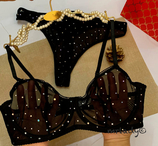 STONES WIRED NET BRA SET