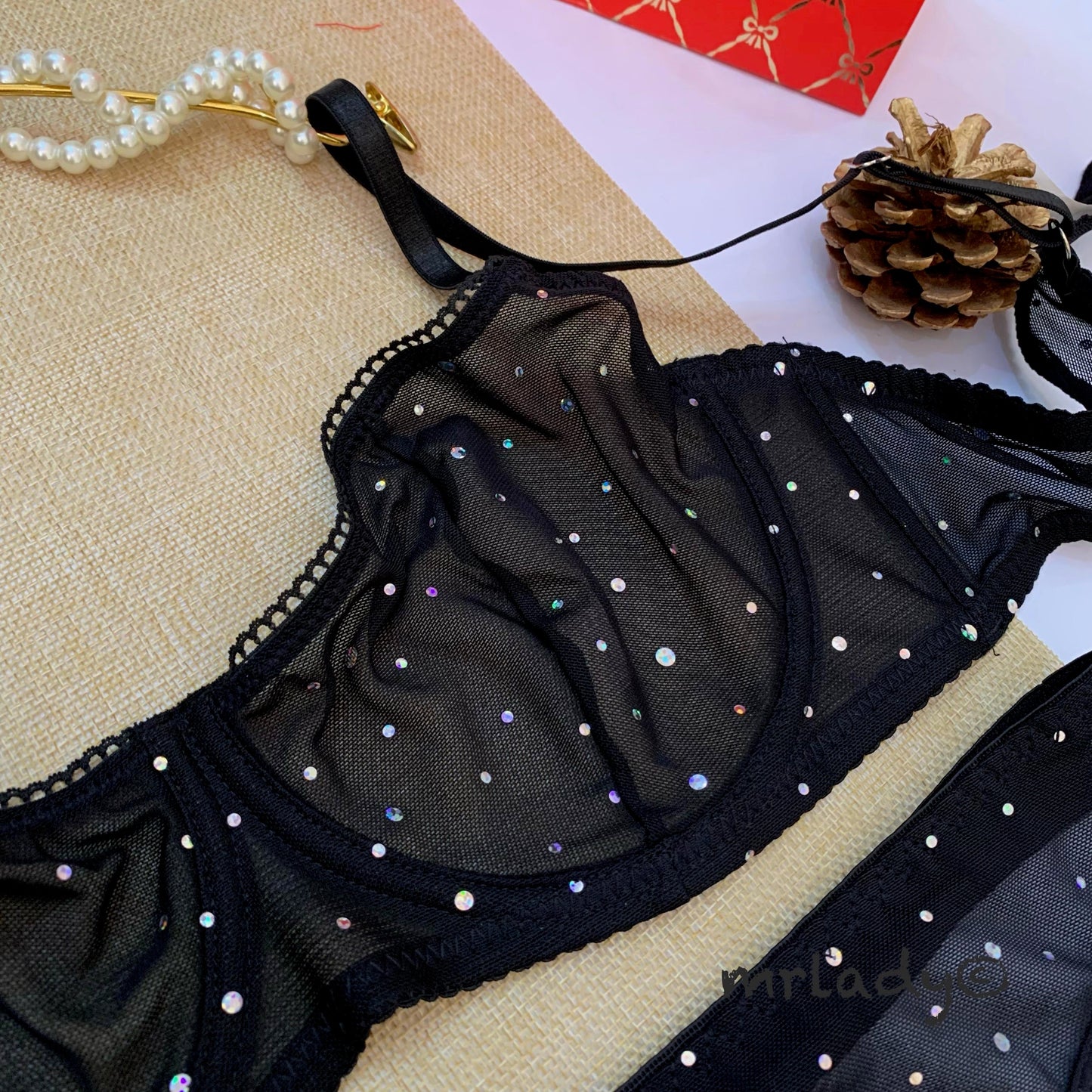 STONES WIRED NET BRA SET