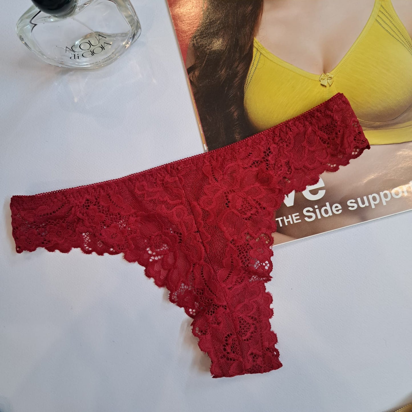 BRIDAL NET THONG LACE PANTY
