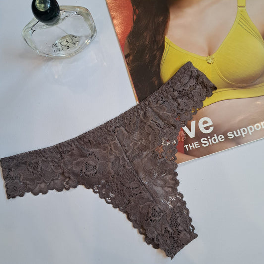 BRIDAL NET THONG LACE PANTY