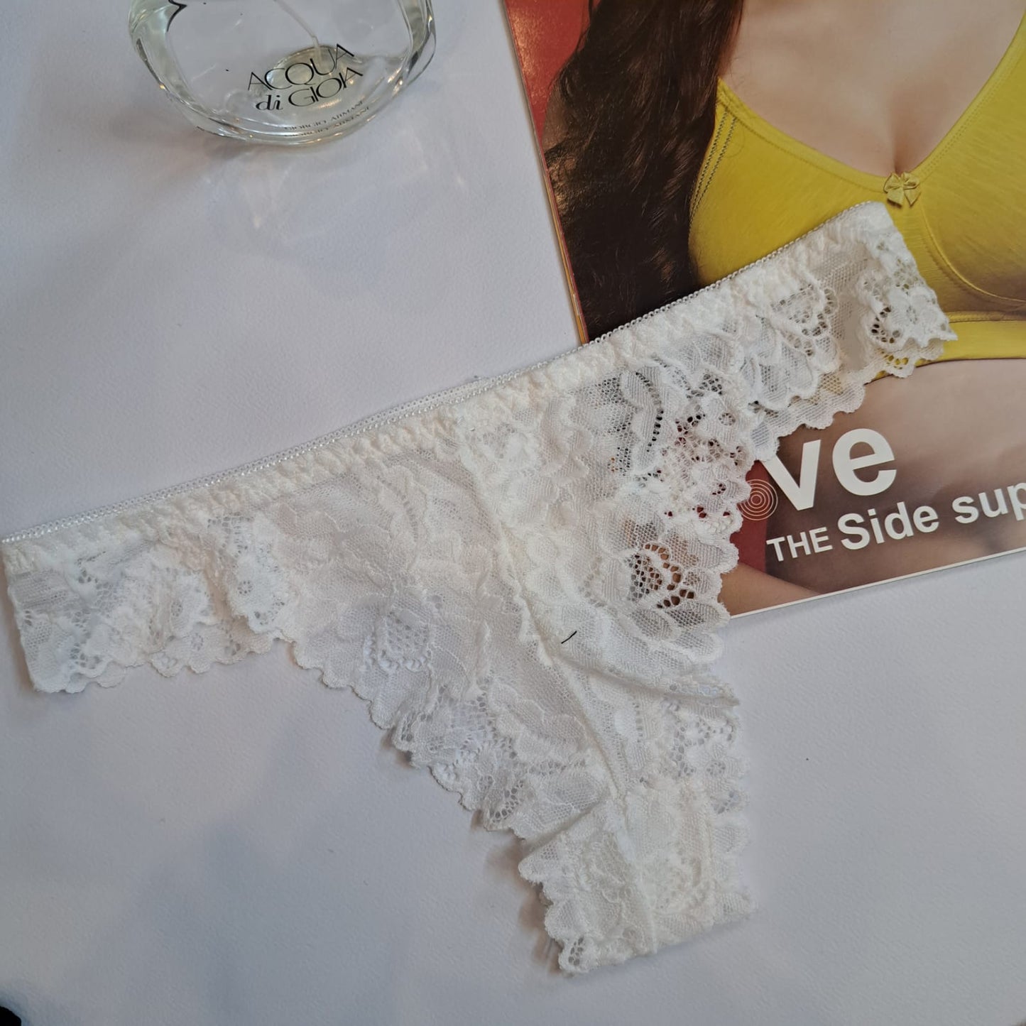 BRIDAL NET THONG LACE PANTY
