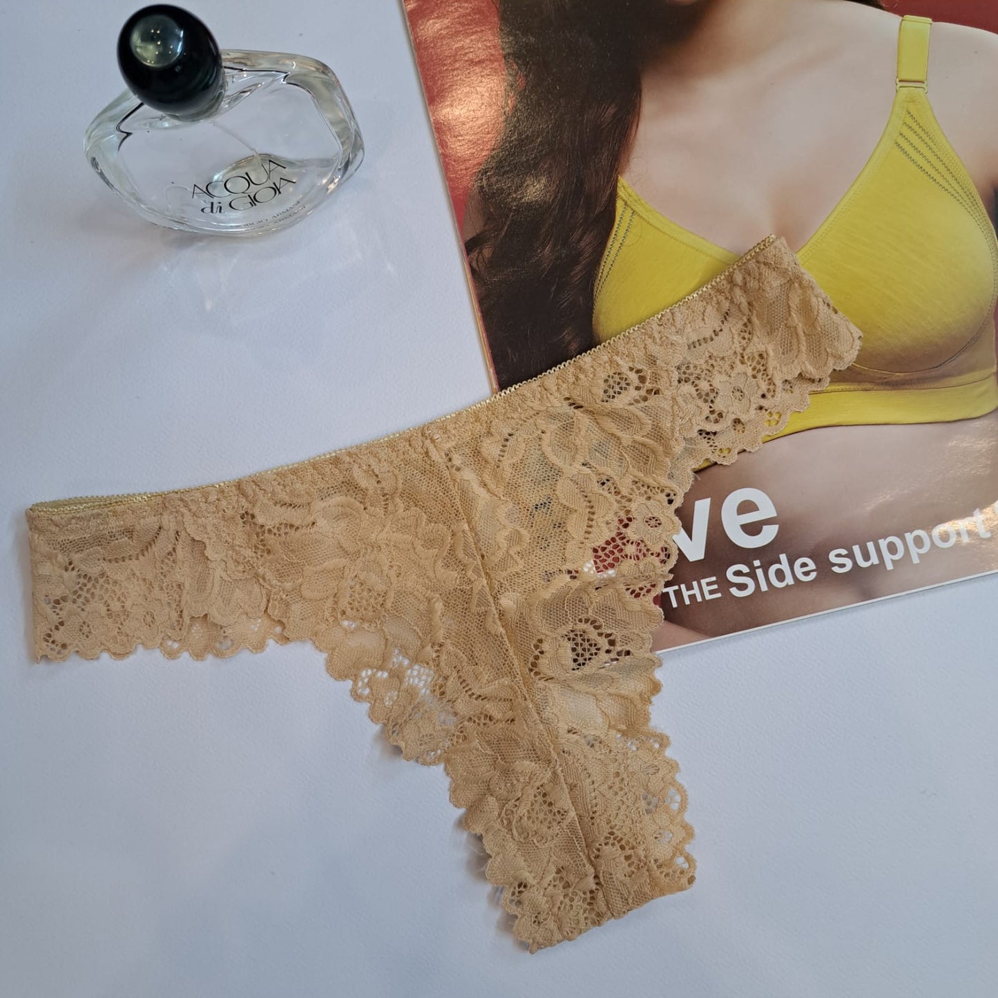BRIDAL NET THONG LACE PANTY